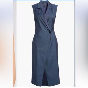 Boss Delibea Button Front Virgin Wool Dress in Indigo Size 2